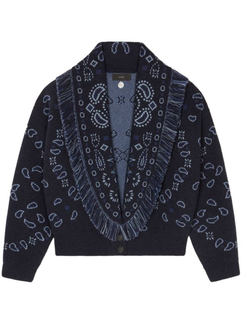 Alanui bandana-pattern knitted bomber jacket - Blue von Alanui