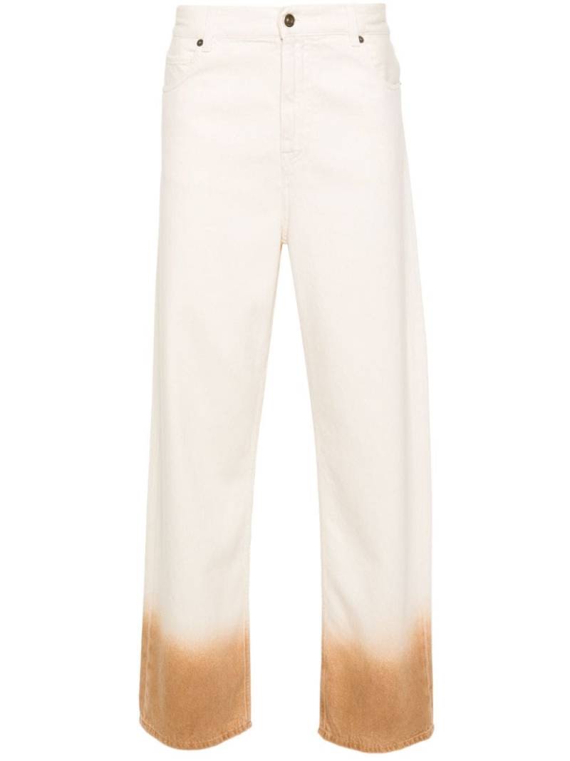 Alanui logo-patch cotton straight-leg jeans - Neutrals von Alanui