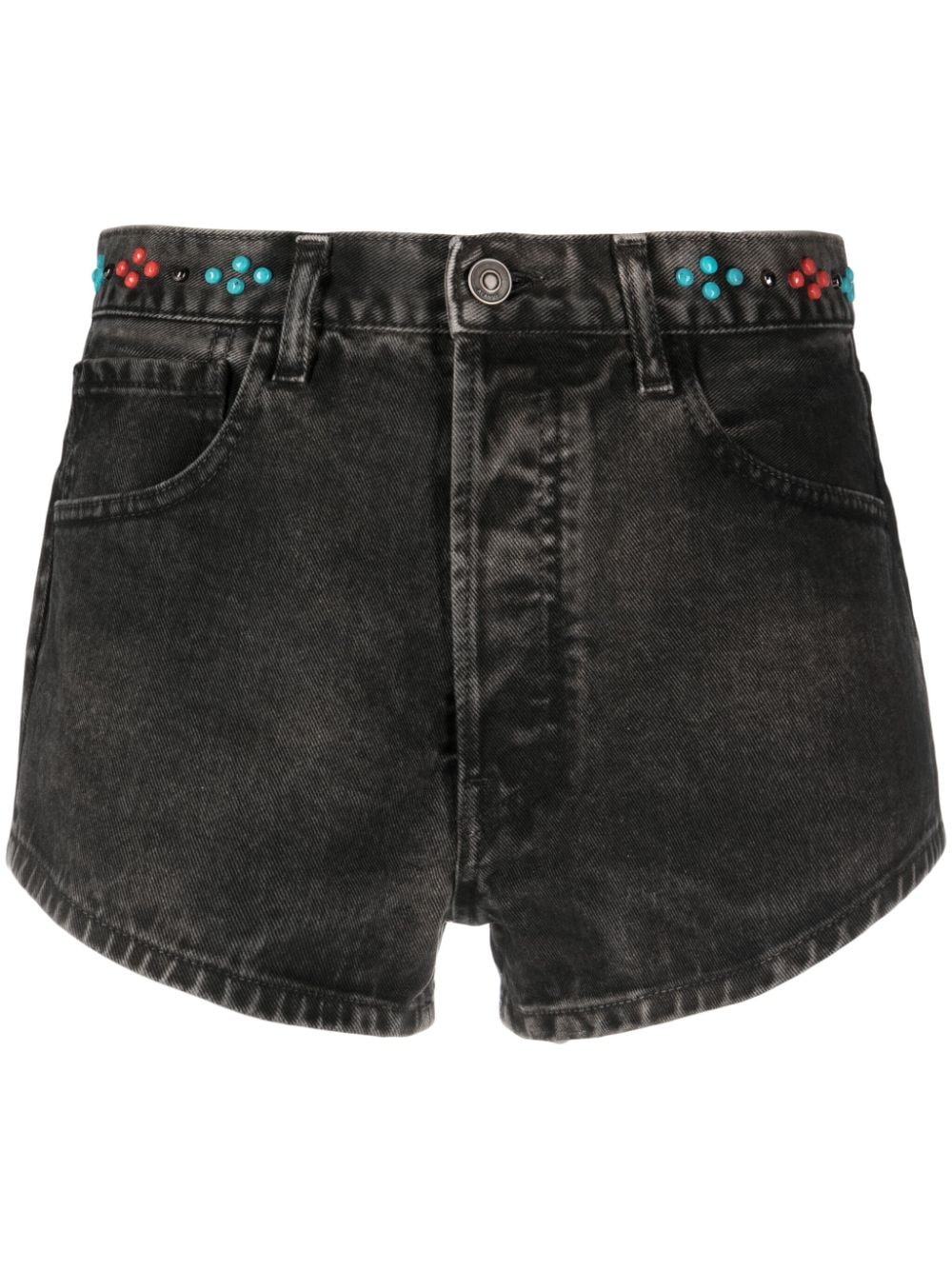 Alanui rounded-stud embellished denim shorts - Black von Alanui