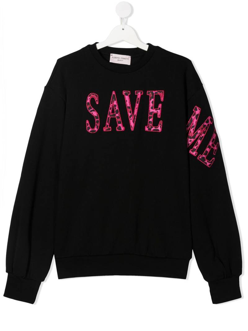 Alberta Ferretti Kids Save Me embroidered sweatshirt - Black von Alberta Ferretti Kids