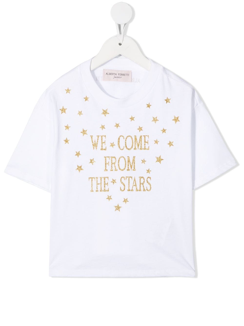 Alberta Ferretti Kids glitter slogan print T-shirt - White von Alberta Ferretti Kids