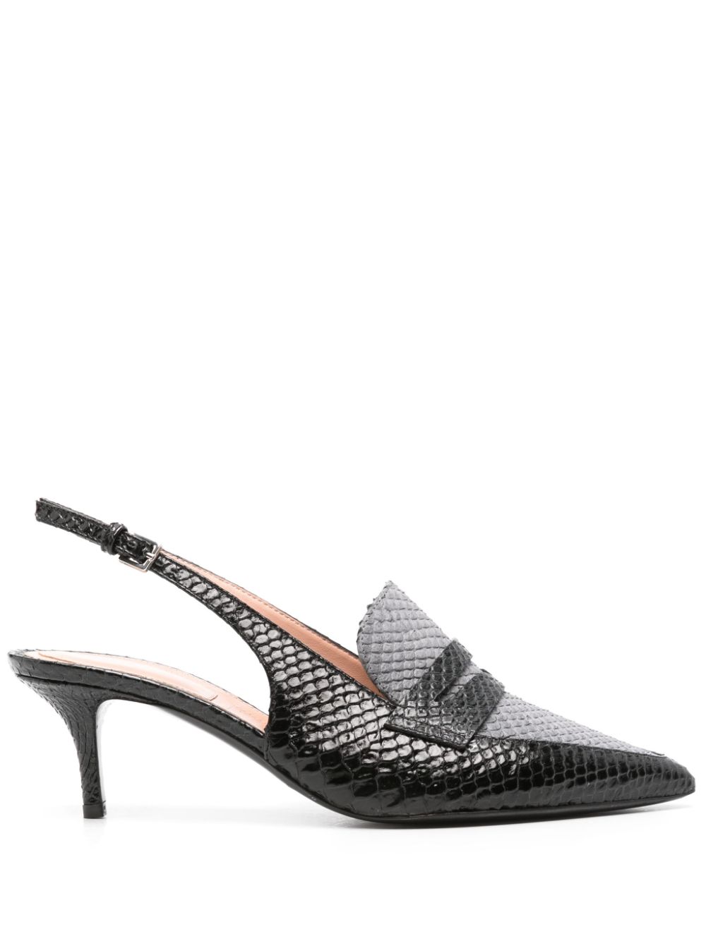 Alberta Ferretti 55mm python-print slingback pumps - Black von Alberta Ferretti