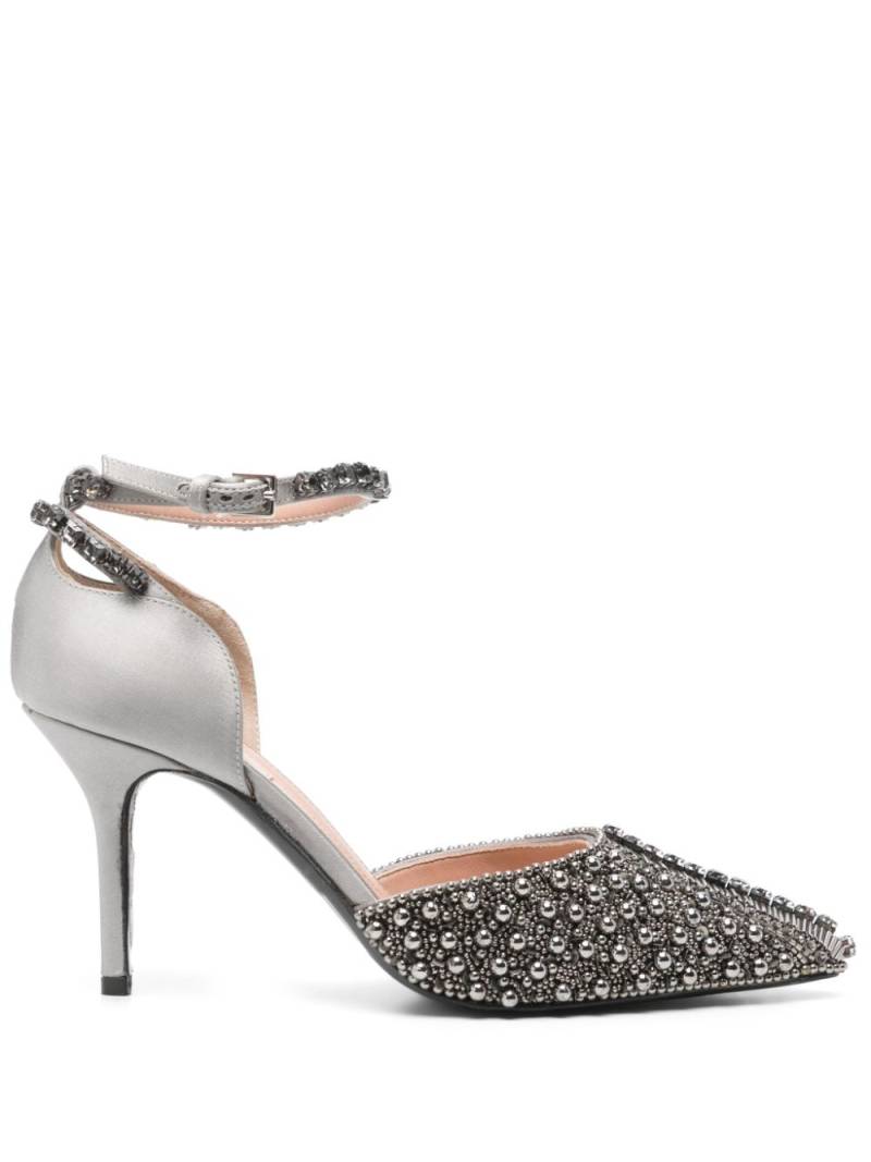 Alberta Ferretti 80mm bead-embellished satin pumps - Grey von Alberta Ferretti