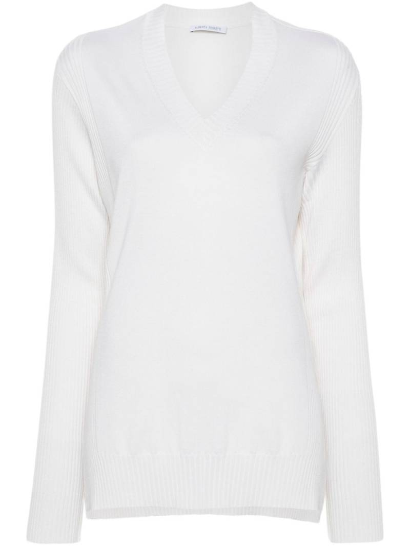 Alberta Ferretti V-neck knitted top - White von Alberta Ferretti