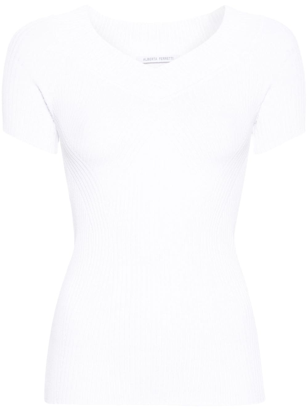 Alberta Ferretti V-neck knitted top - White von Alberta Ferretti