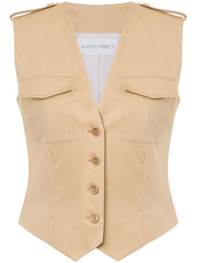 Alberta Ferretti V-neck organic-cotton waistcoat - Neutrals von Alberta Ferretti