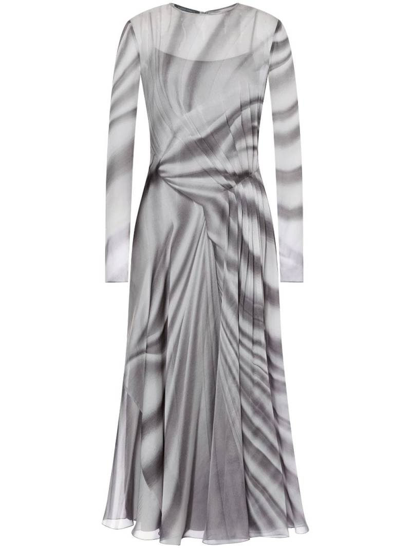 Alberta Ferretti abstract-pattern silk midi dress - Grey von Alberta Ferretti