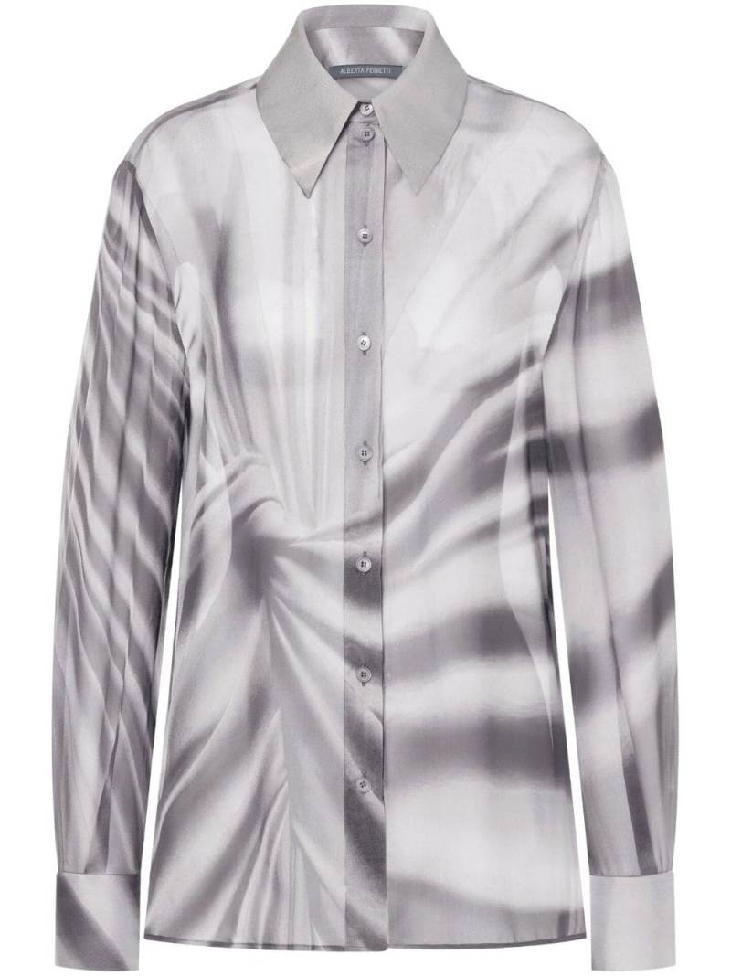 Alberta Ferretti abstract-print silk shirt - Grey von Alberta Ferretti