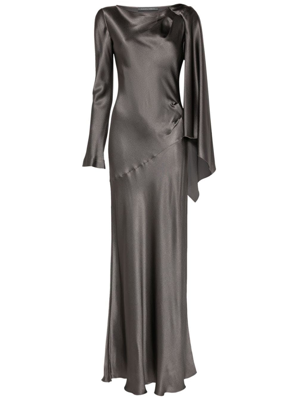 Alberta Ferretti asymmetric satin gown - Grey von Alberta Ferretti