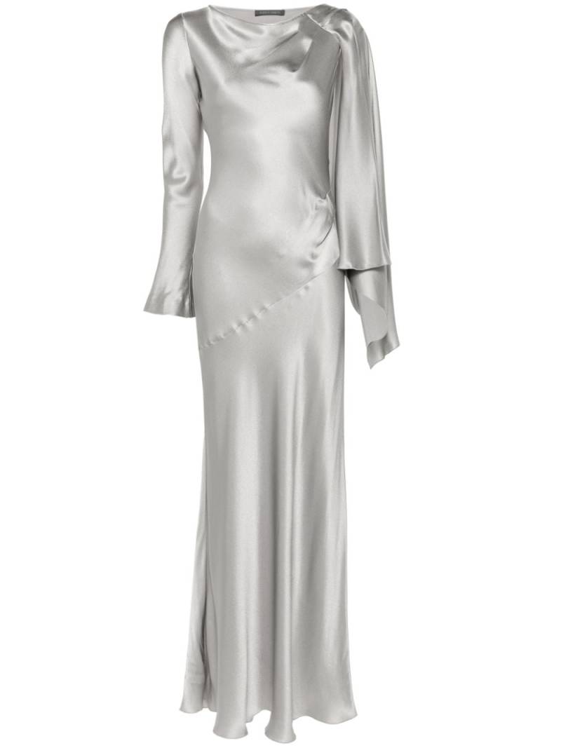 Alberta Ferretti asymmetric satin gown - Grey von Alberta Ferretti