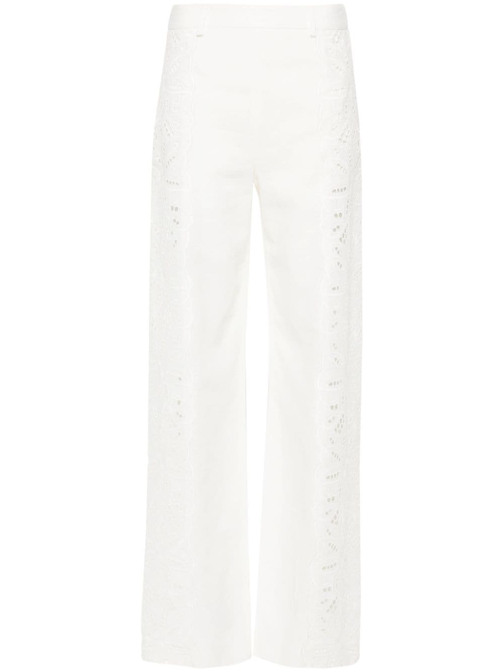 Alberta Ferretti broderie-anglaise straight-leg trousers - Neutrals von Alberta Ferretti