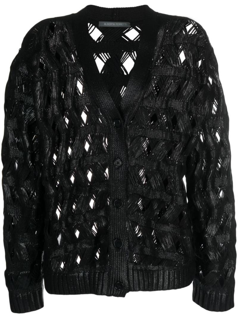 Alberta Ferretti button-up open-knit cardigan - Black von Alberta Ferretti