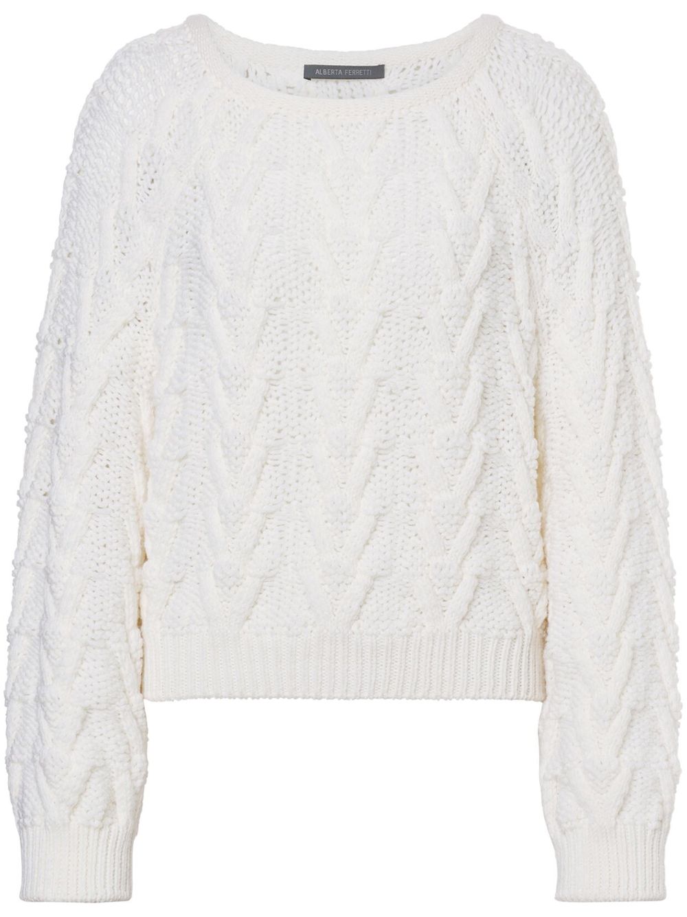 Alberta Ferretti cable-knit virgin wool jumper - White von Alberta Ferretti