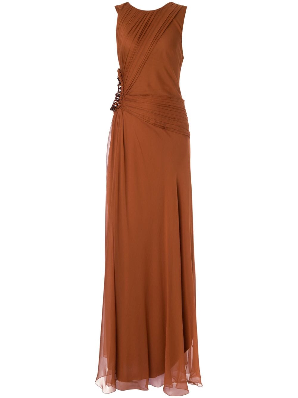 Alberta Ferretti chain-link draped silk dress - Brown von Alberta Ferretti