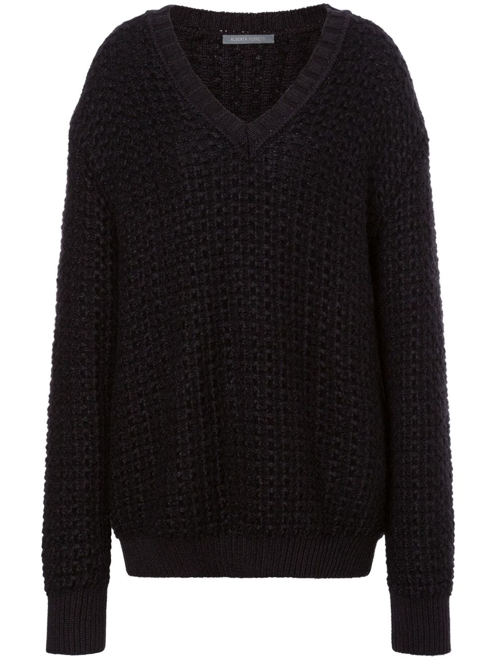 Alberta Ferretti chunky-knit V-neck jumper - Black von Alberta Ferretti