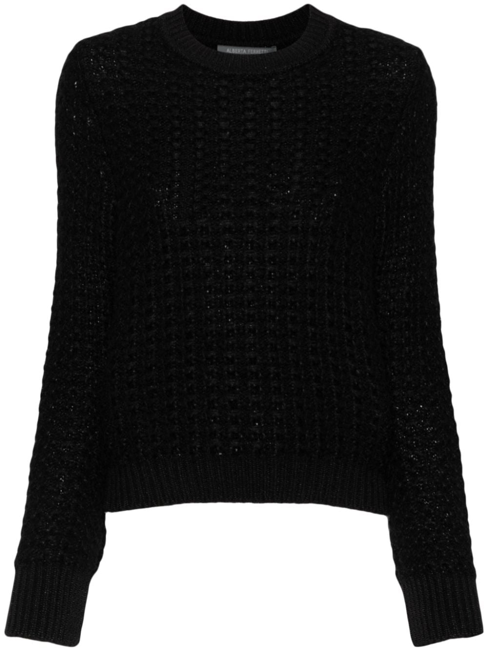 Alberta Ferretti crew-neck waffle-knit jumper - Black von Alberta Ferretti
