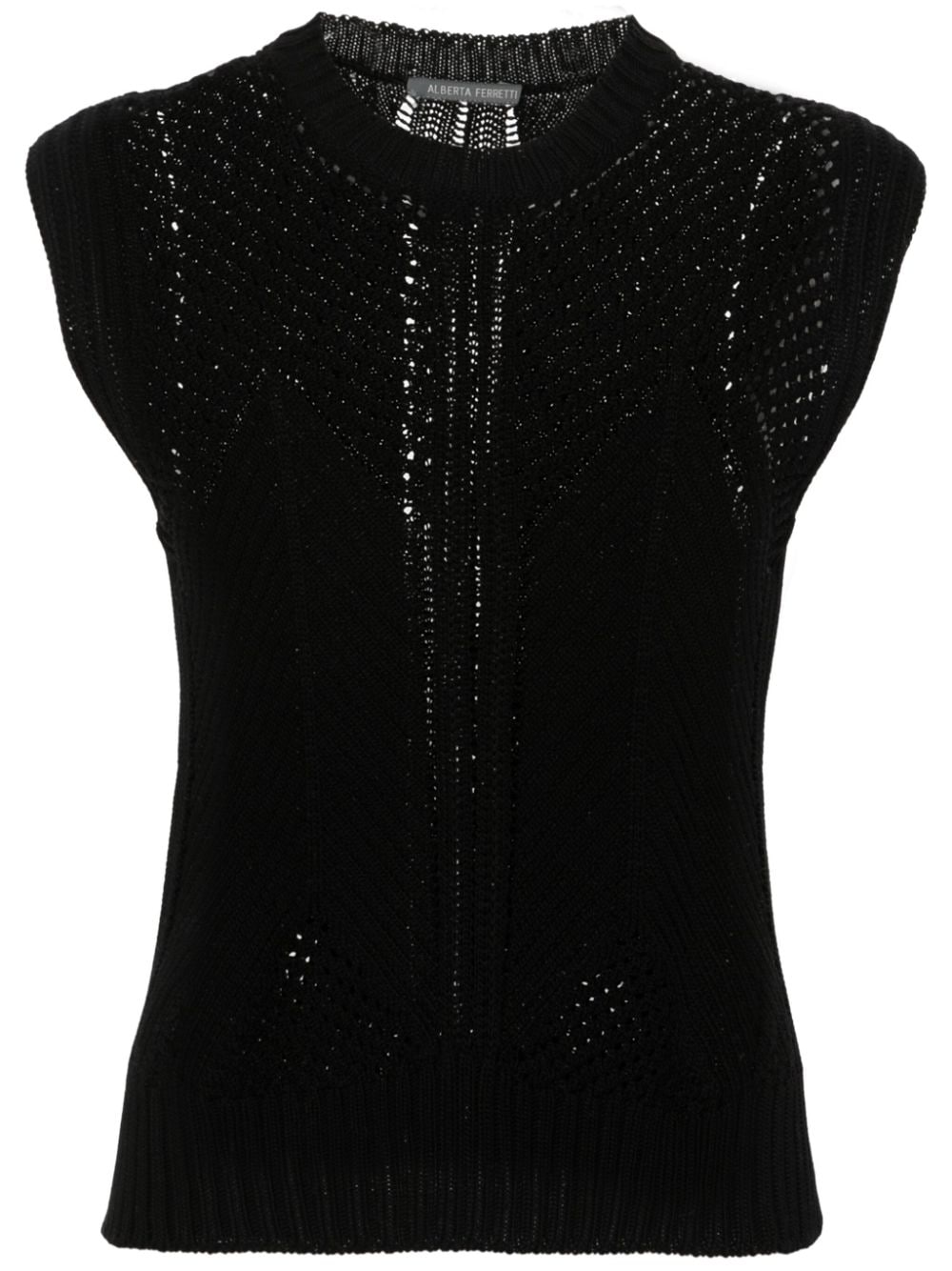 Alberta Ferretti crochet open knit top - Black von Alberta Ferretti