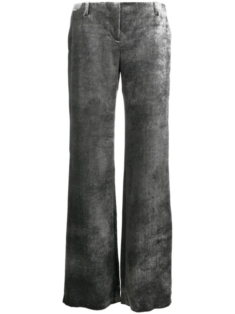 Alberta Ferretti crushed-velvet low-rise trousers - Silver von Alberta Ferretti