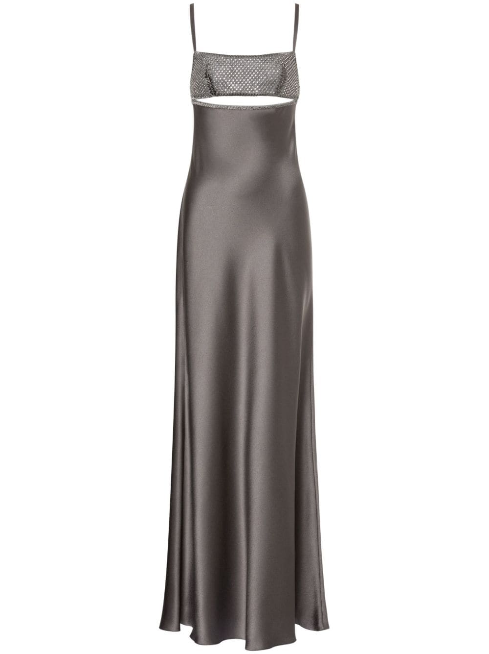 Alberta Ferretti crystal-embellished satin gown - Grey von Alberta Ferretti