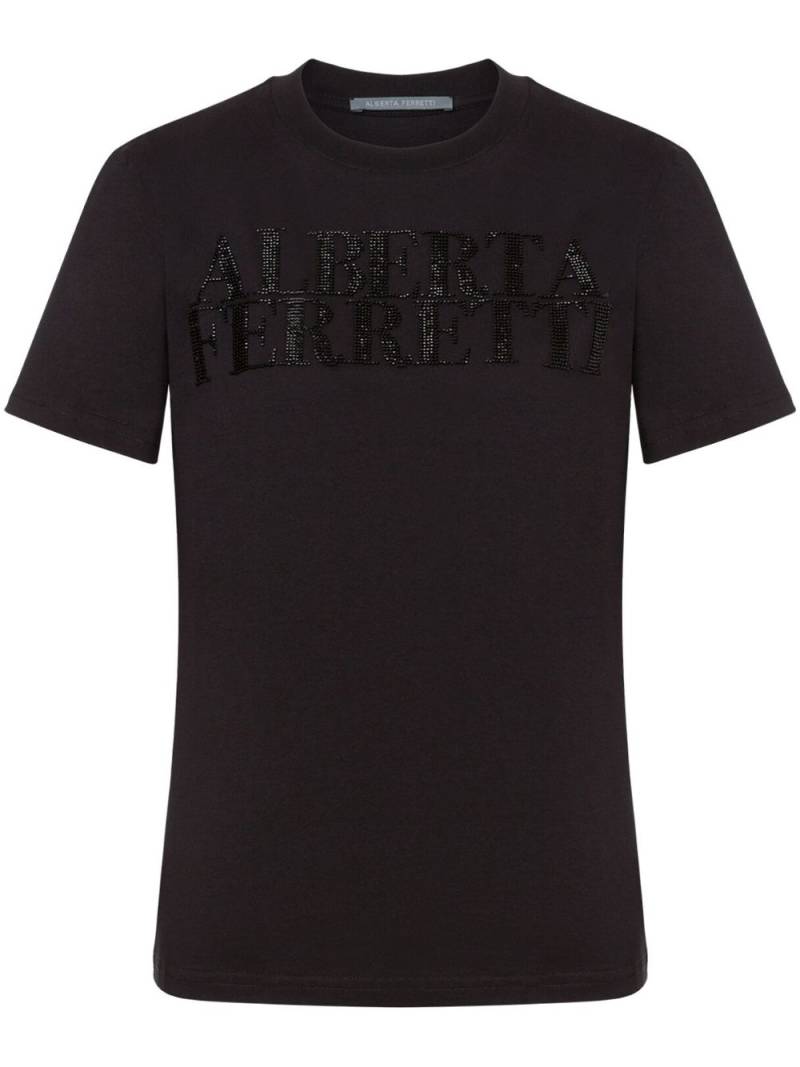 Alberta Ferretti crystal-logo cotton t-shirt - Black von Alberta Ferretti