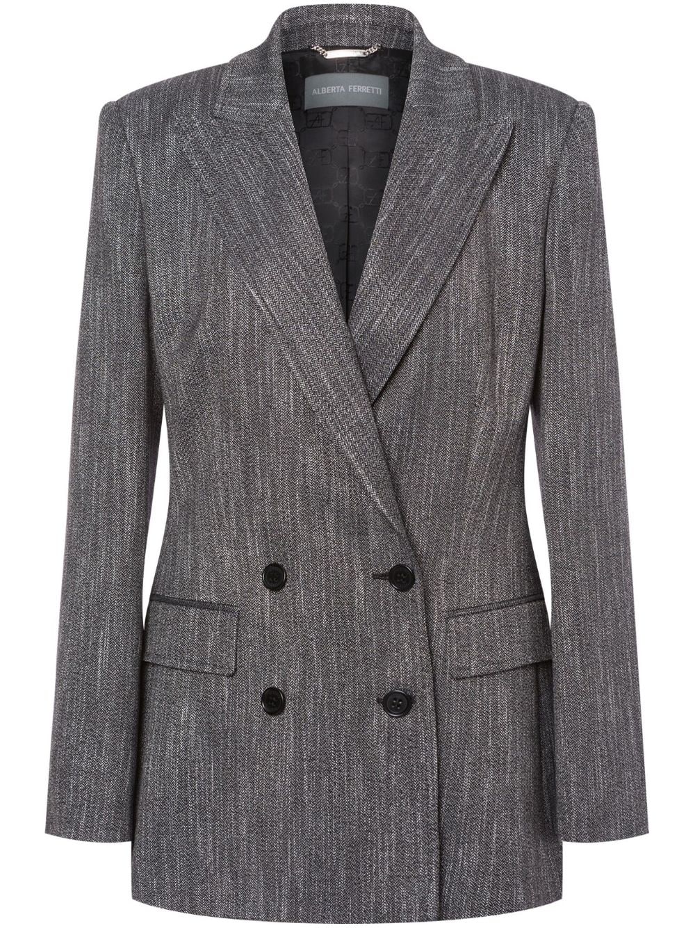 Alberta Ferretti double-breasted herringbone blazer - Grey von Alberta Ferretti