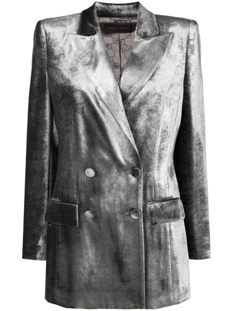 Alberta Ferretti double-breasted velvet jacket - Grey von Alberta Ferretti