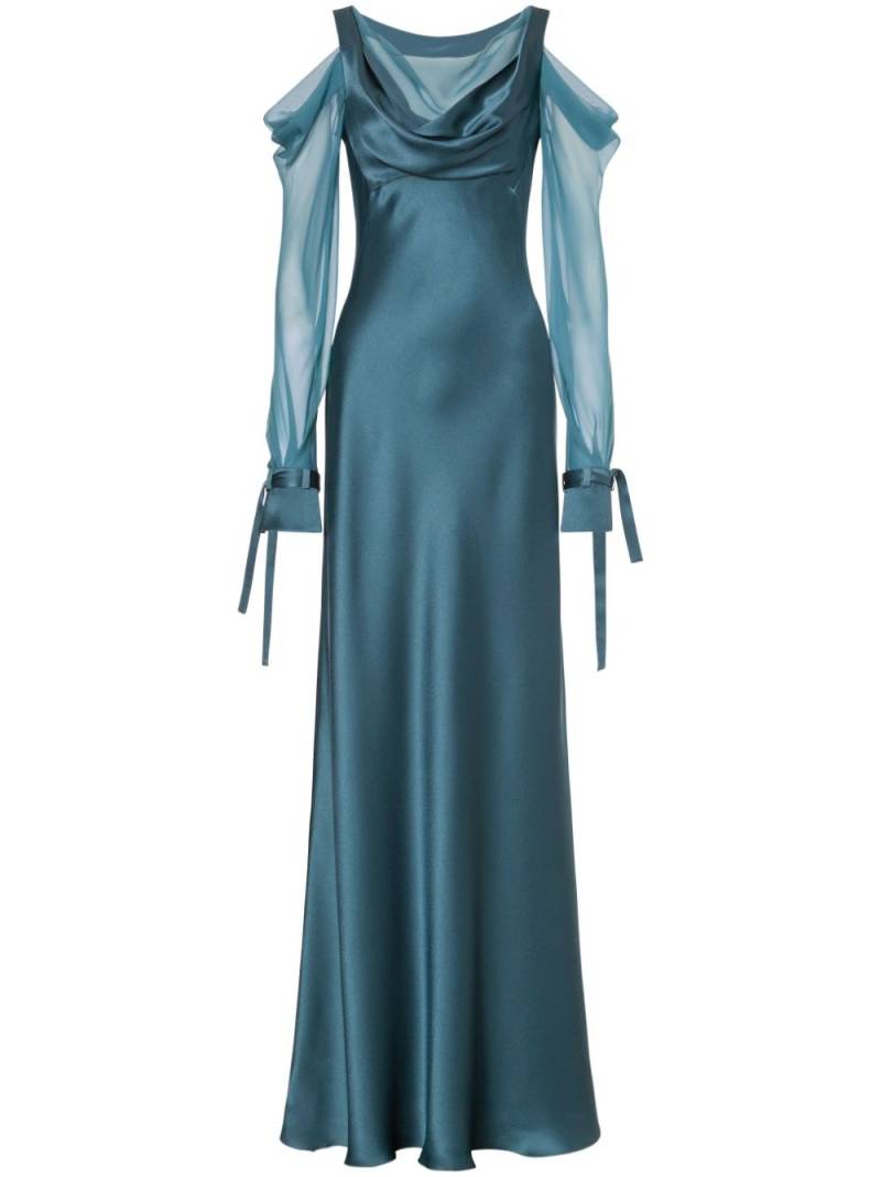 Alberta Ferretti draped cold-shoulder gown - Blue von Alberta Ferretti