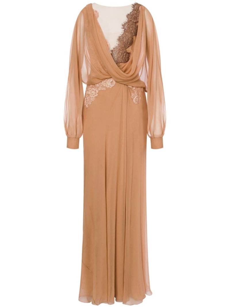 Alberta Ferretti floor length silk dress - Neutrals von Alberta Ferretti