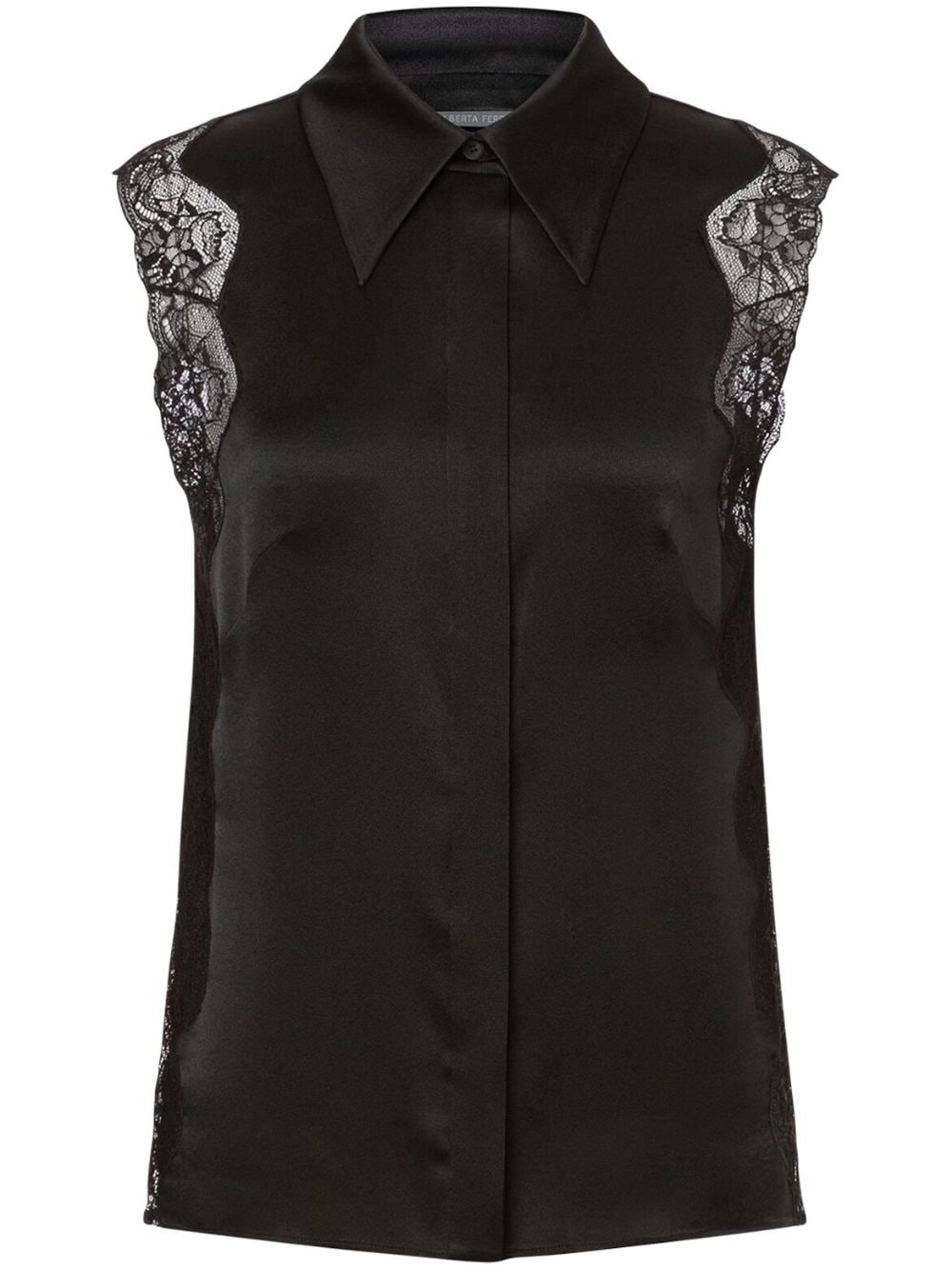 Alberta Ferretti floral-lace sleeveless shirt - Black von Alberta Ferretti