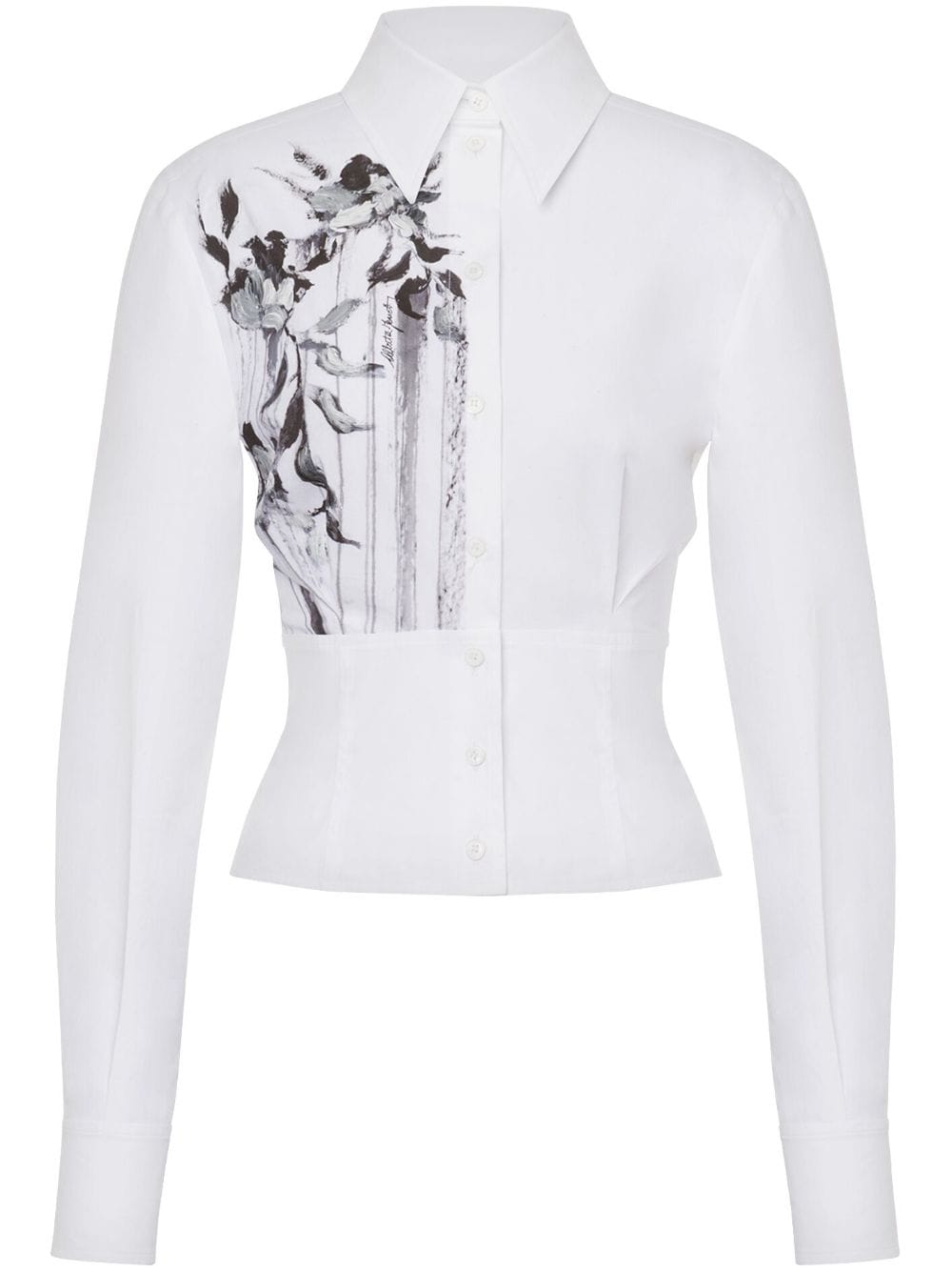 Alberta Ferretti floral-print cotton-blend shirt - White von Alberta Ferretti