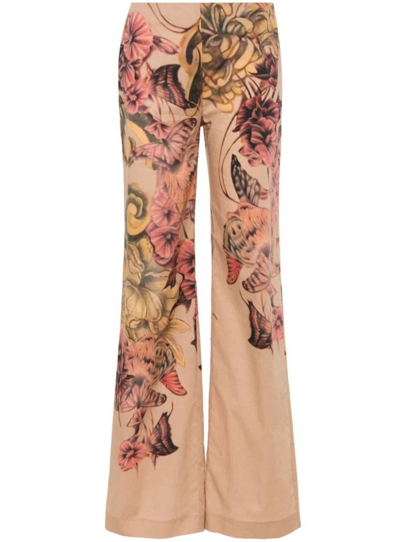 Alberta Ferretti floral-print straight-leg trousers - Neutrals von Alberta Ferretti