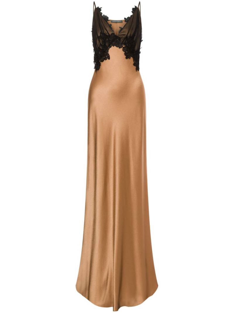 Alberta Ferretti lace applique floor-length dress - Neutrals von Alberta Ferretti