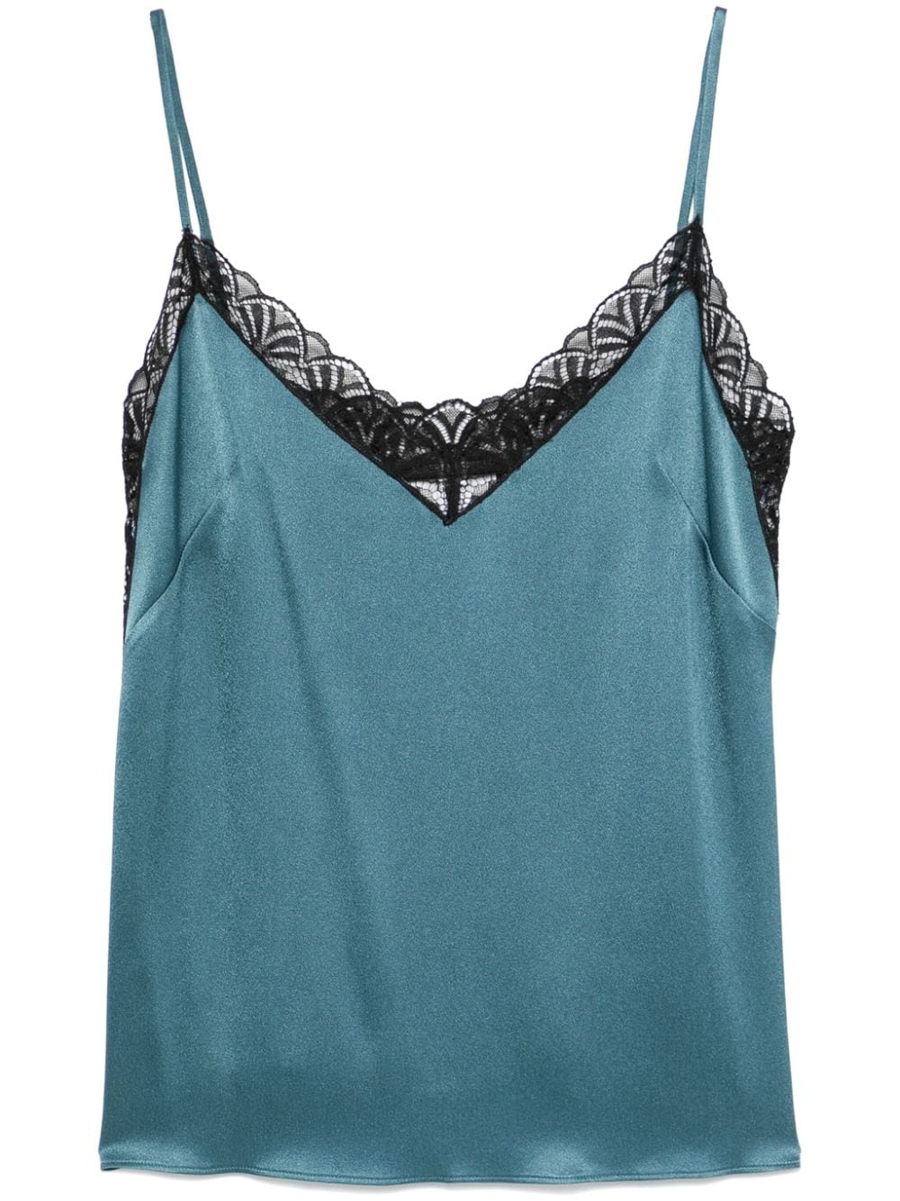 Alberta Ferretti lace-trim satin top - Blue von Alberta Ferretti