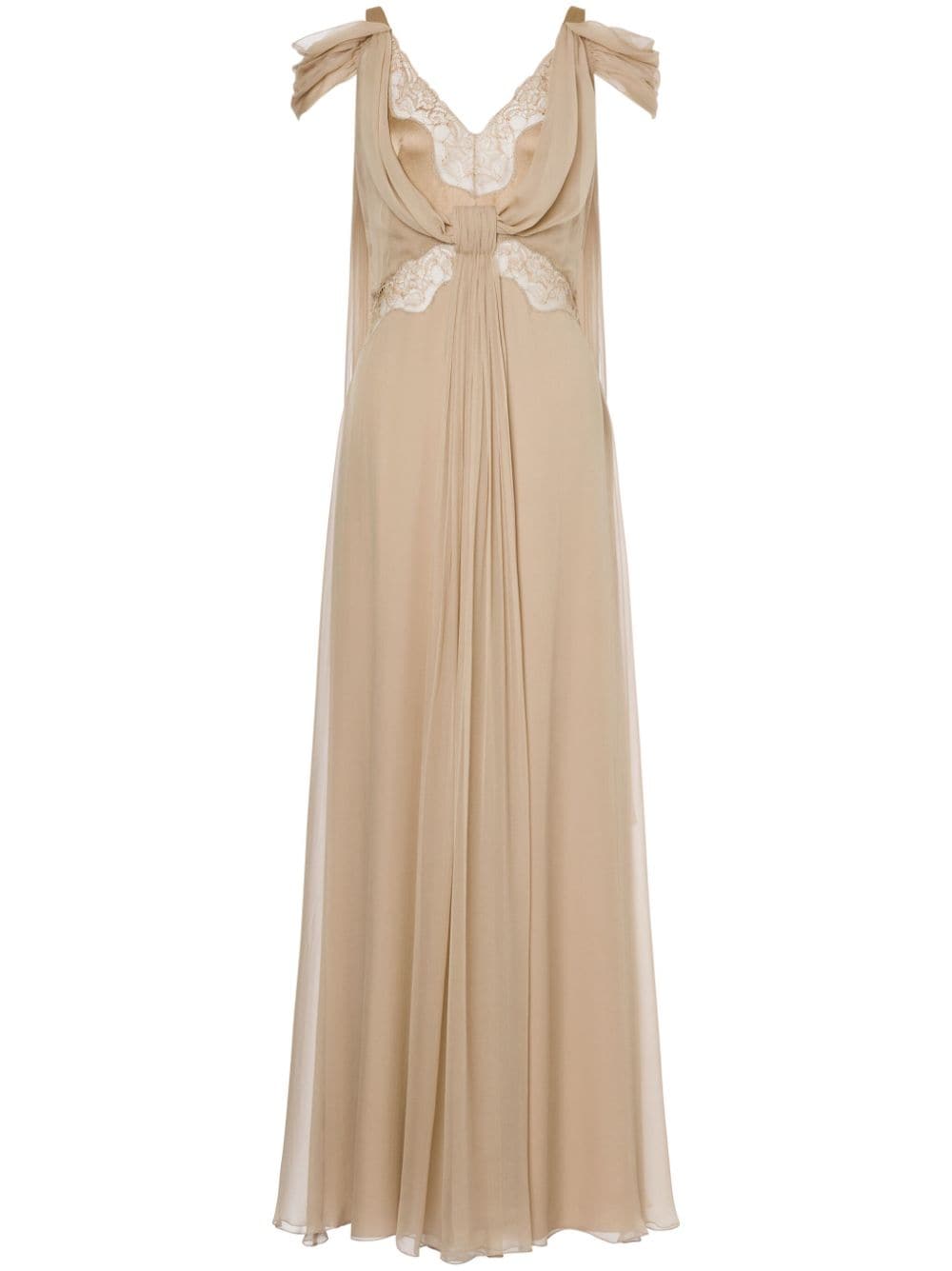 Alberta Ferretti lace-panels draped gown - Neutrals von Alberta Ferretti