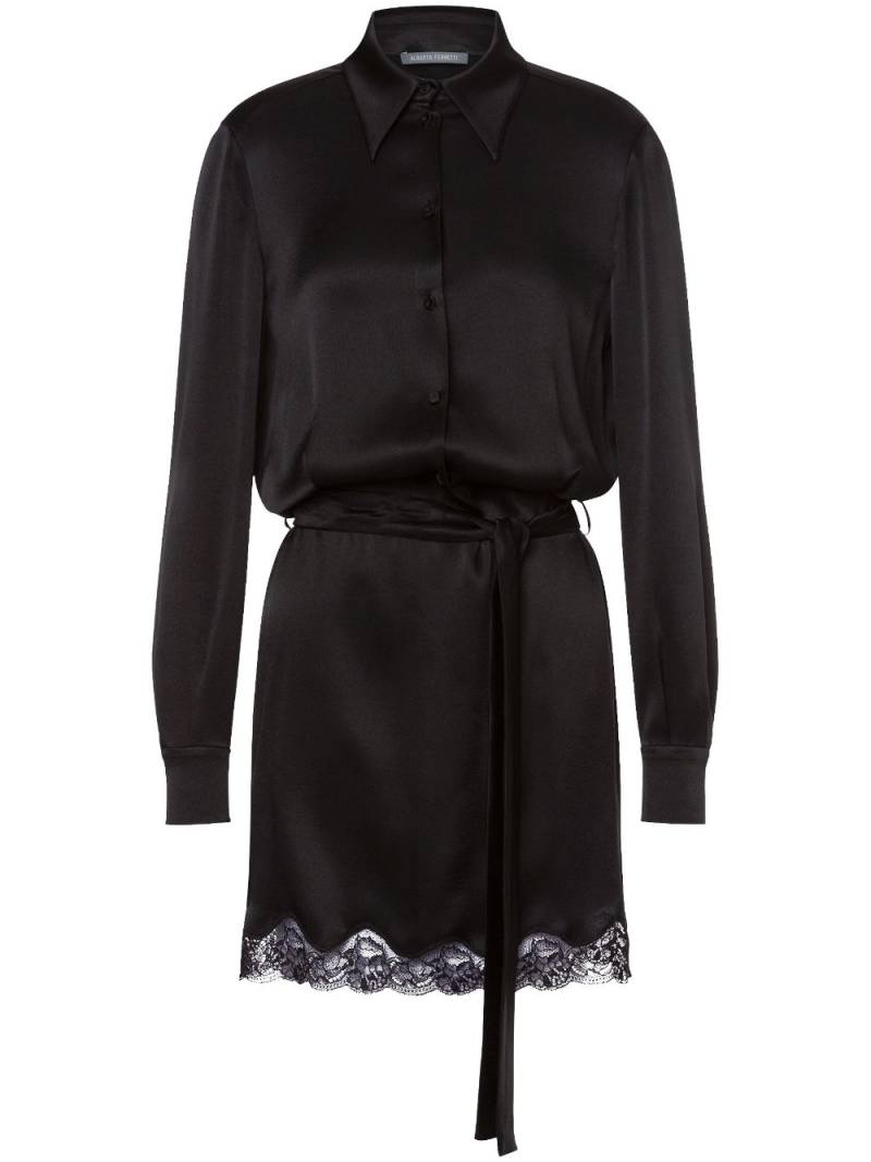 Alberta Ferretti lace-trim belted shirtdress - Black von Alberta Ferretti