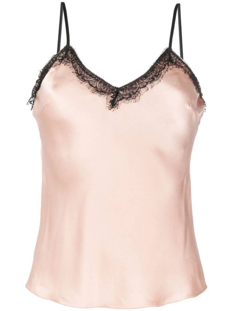 Alberta Ferretti lace-trim satin blouse - Pink von Alberta Ferretti