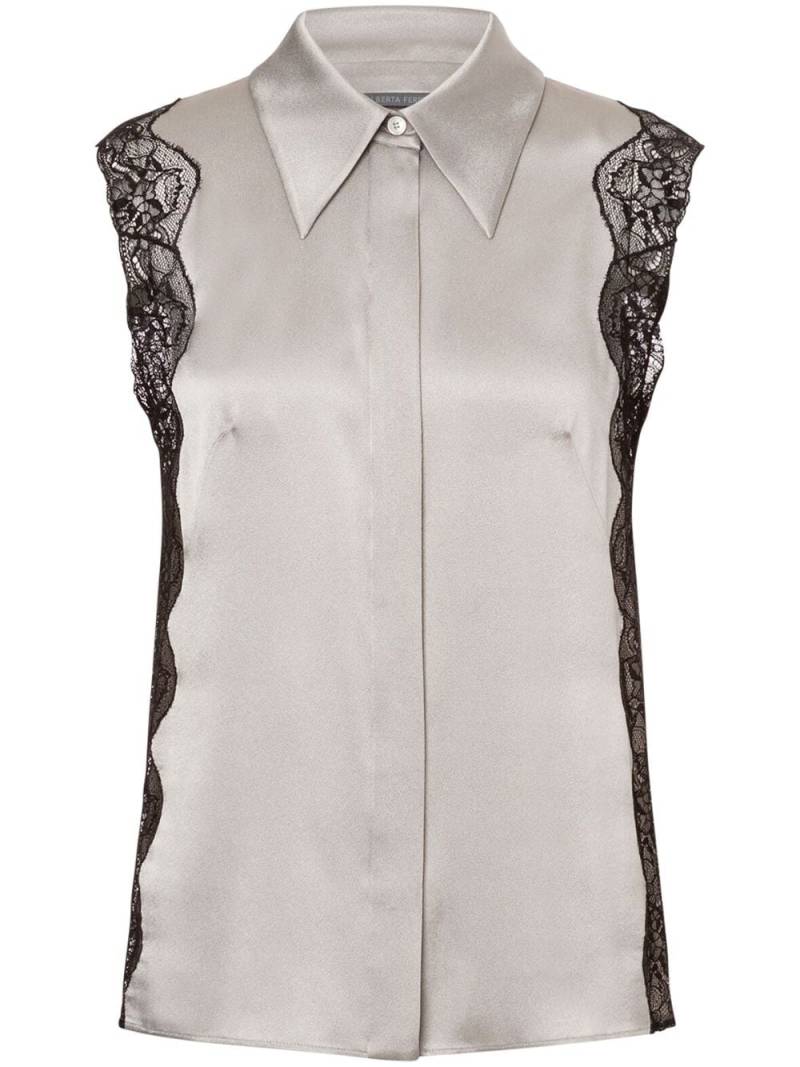 Alberta Ferretti lace-trim satin shirt - Grey von Alberta Ferretti