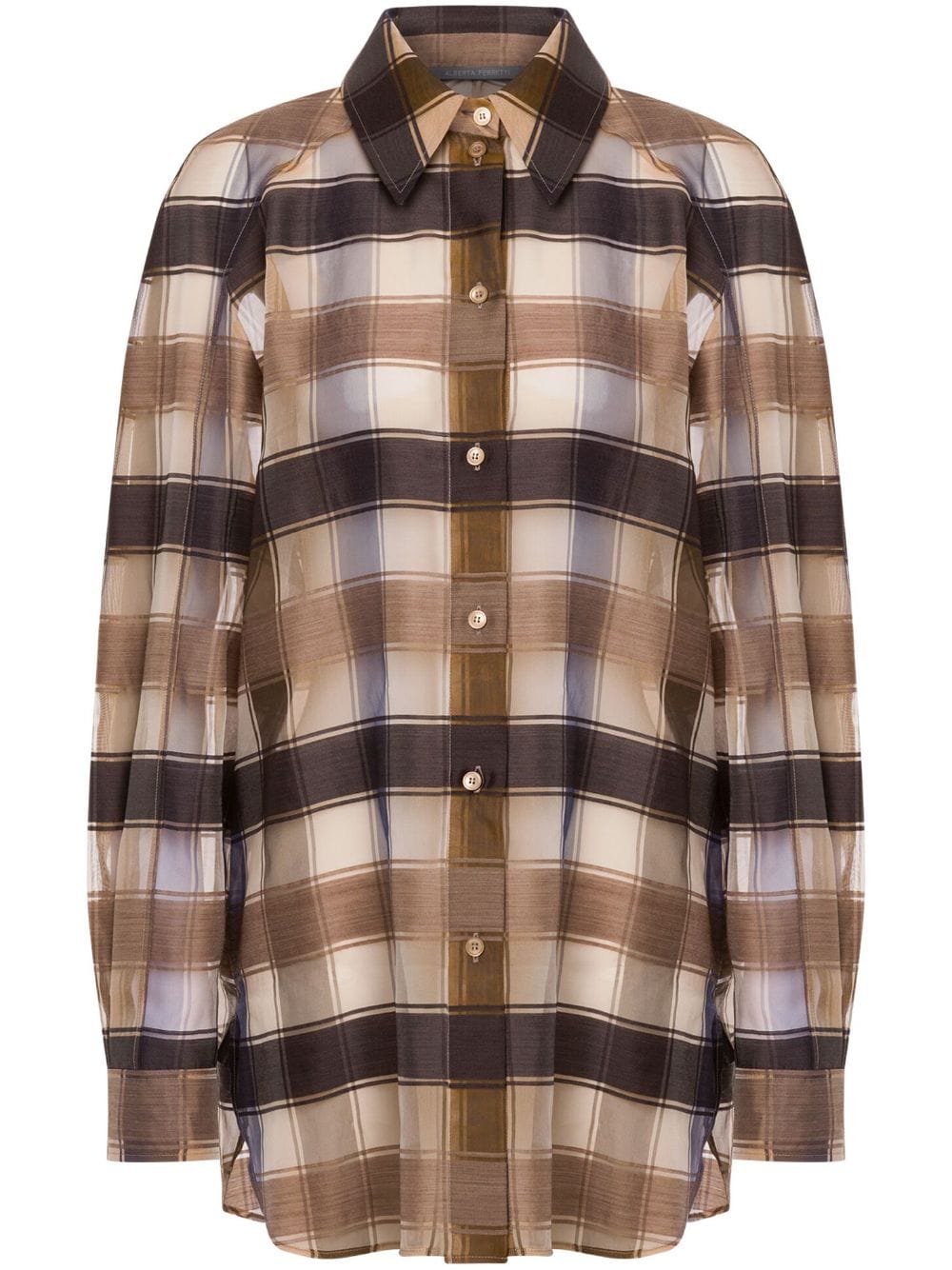 Alberta Ferretti long-sleeved checked shirt - Neutrals von Alberta Ferretti