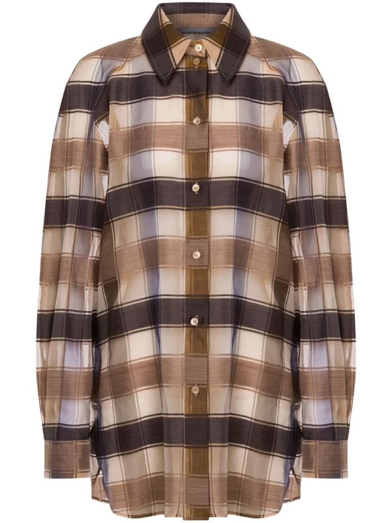 Alberta Ferretti long-sleeved checked shirt - Neutrals von Alberta Ferretti