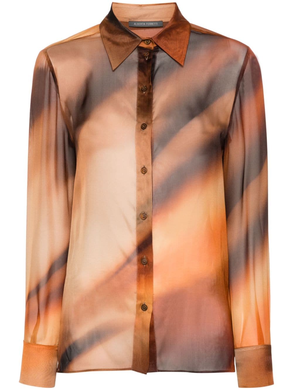 Alberta Ferretti ombré-effect chiffon shirt - Brown von Alberta Ferretti