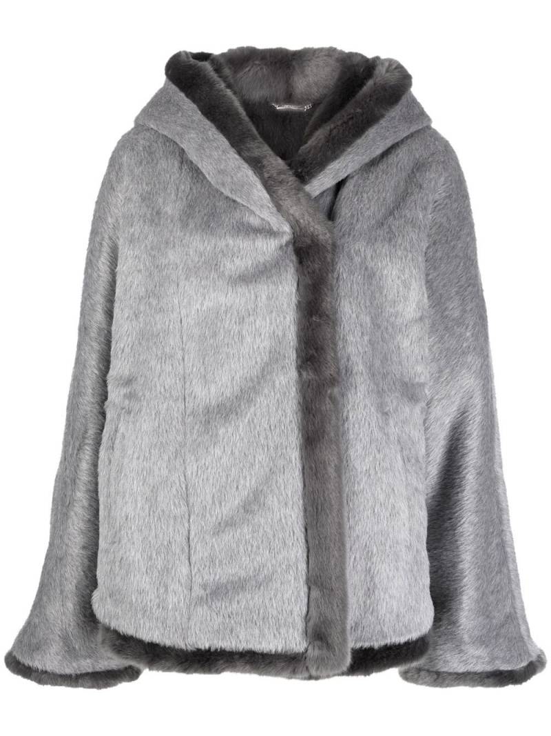 Alberta Ferretti oversized hooded teddy jacket - Grey von Alberta Ferretti