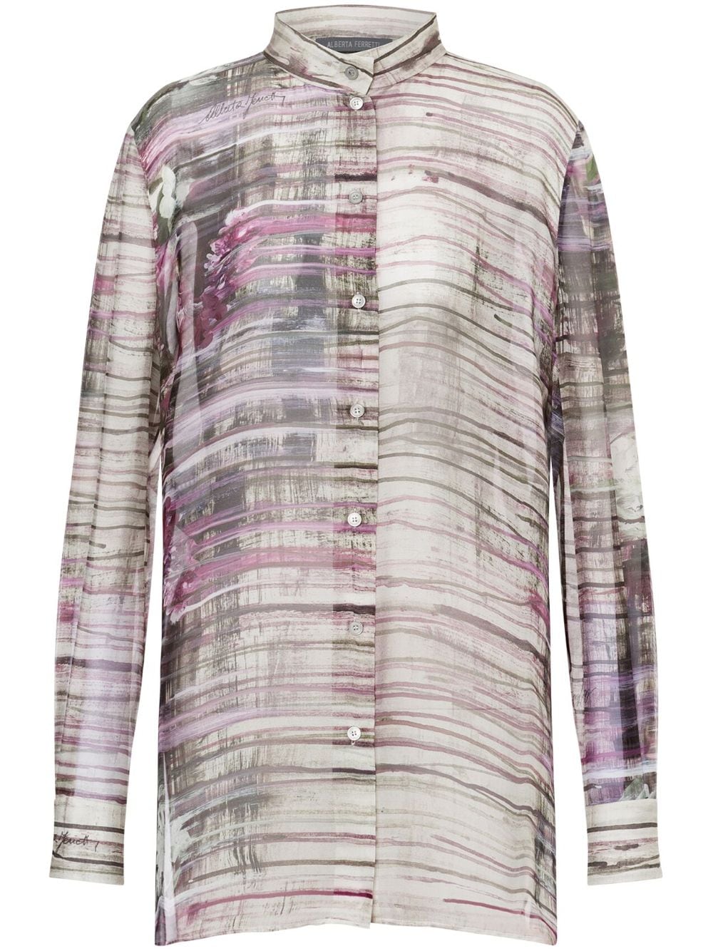 Alberta Ferretti painterly-print silk shirt - Grey von Alberta Ferretti