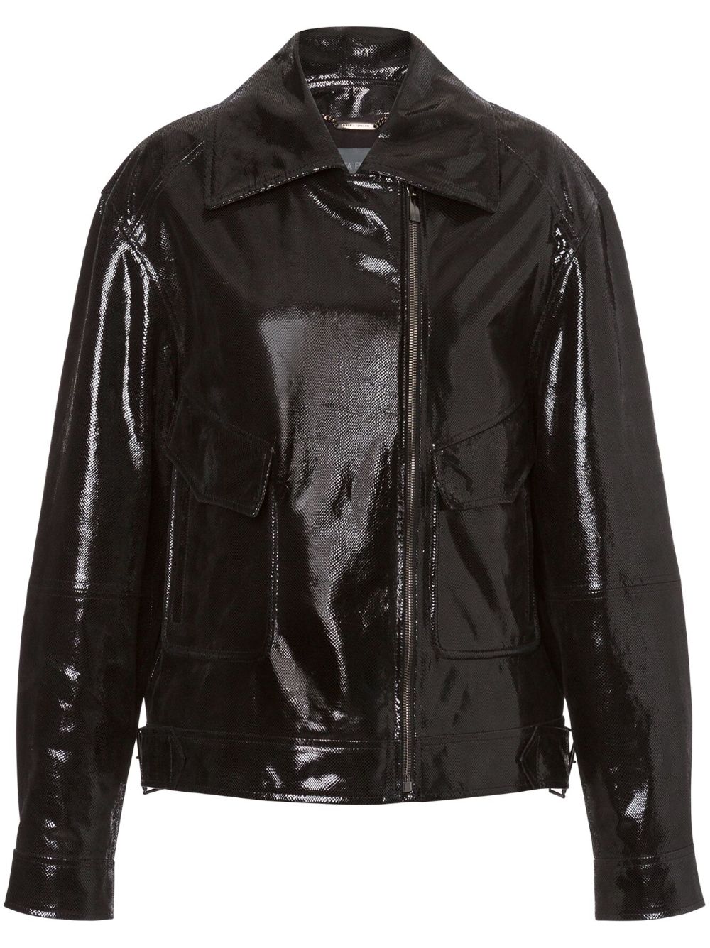 Alberta Ferretti patent-finish leather biker jacket - Black von Alberta Ferretti