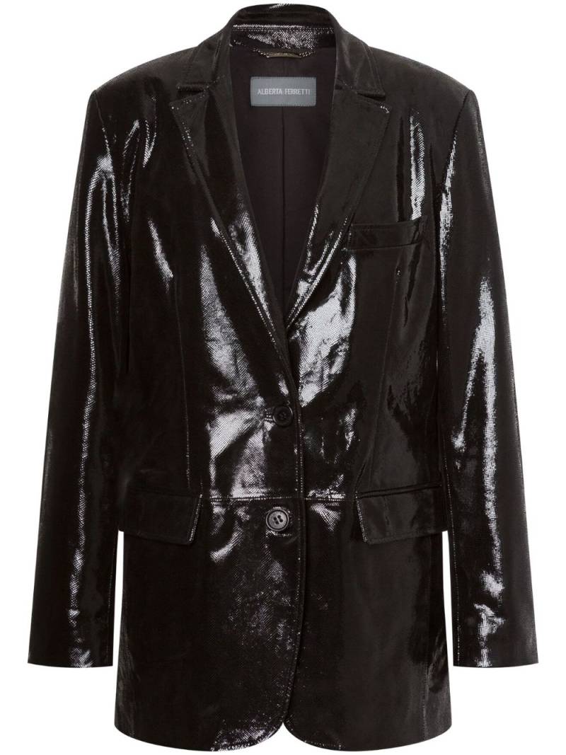 Alberta Ferretti patent-finish leather blazer - Black von Alberta Ferretti