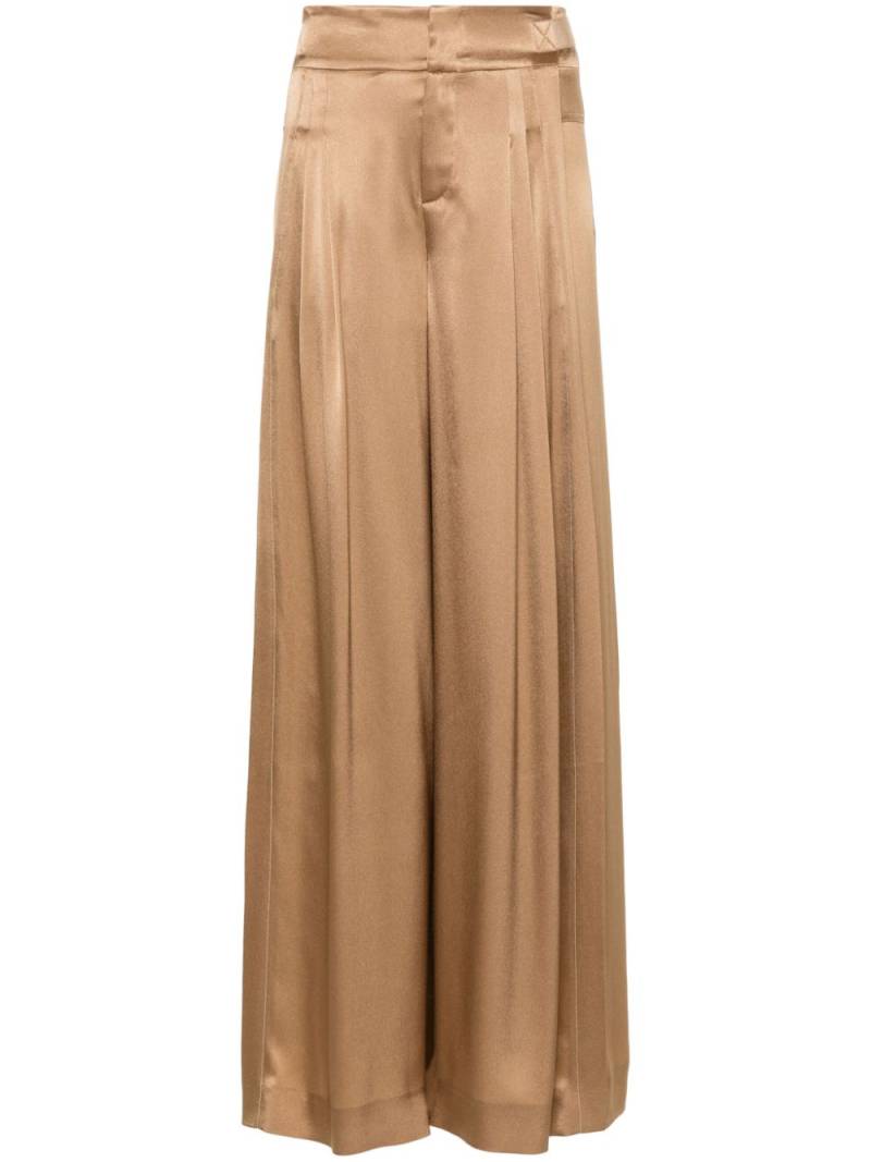 Alberta Ferretti pleat-detail satin palazzo pants - Brown von Alberta Ferretti