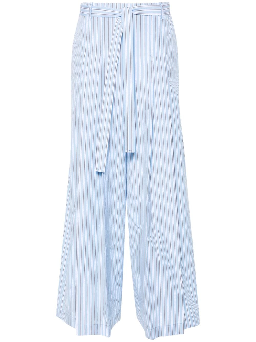 Alberta Ferretti pleat-detail striped palazzo pants - Blue von Alberta Ferretti