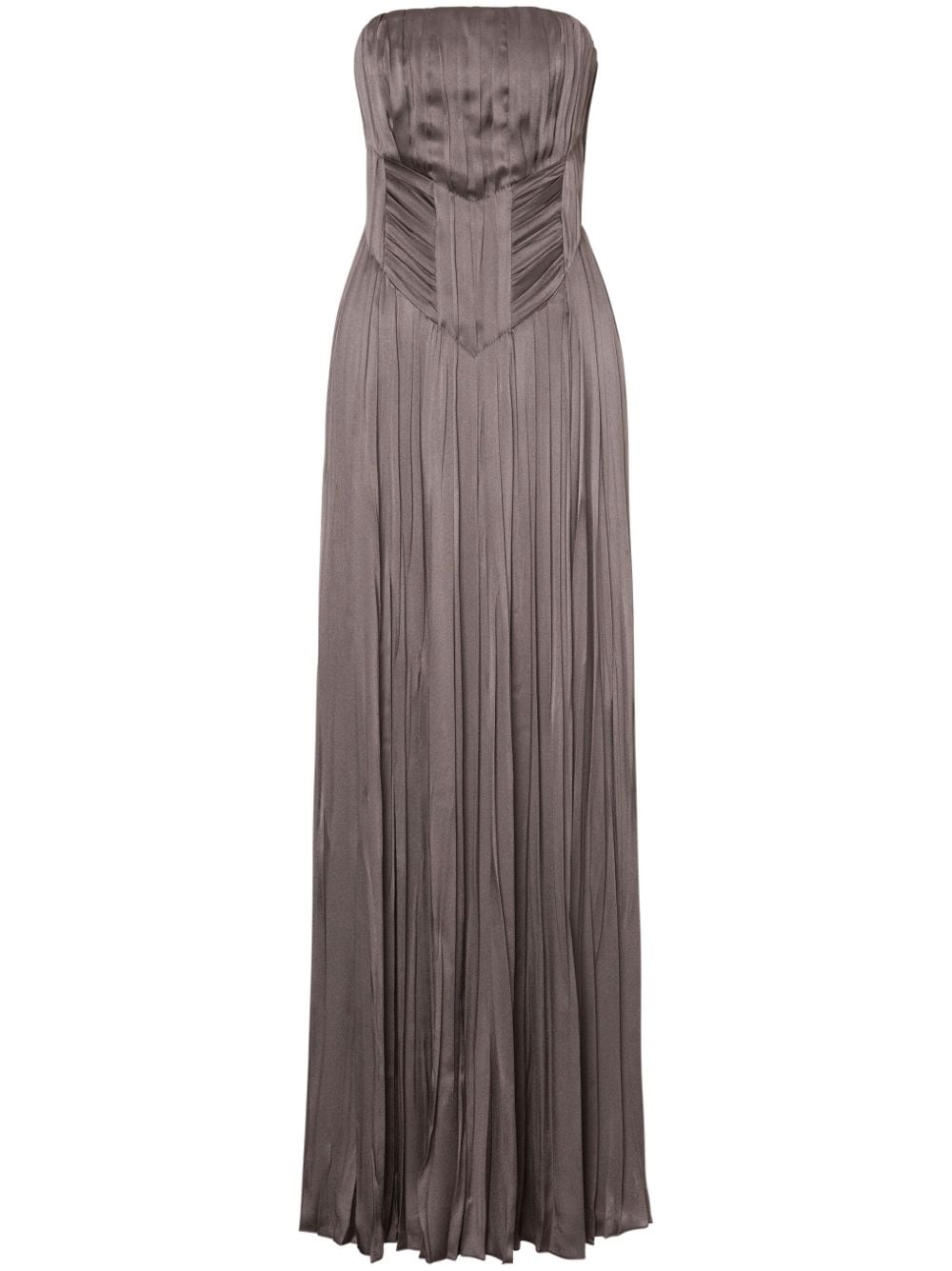 Alberta Ferretti pleated satin gown - Grey von Alberta Ferretti