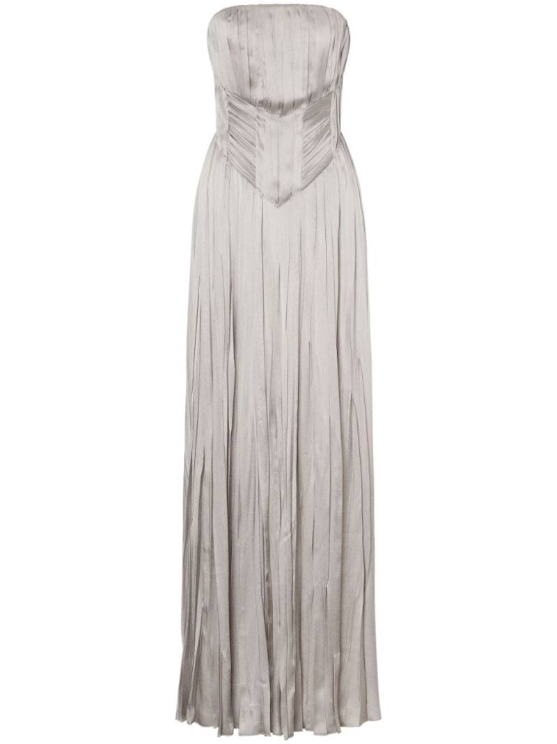 Alberta Ferretti pleated satin gown - Grey von Alberta Ferretti