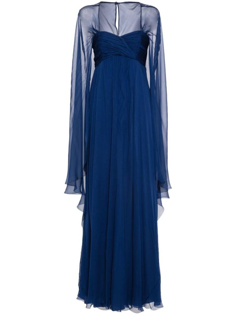 Alberta Ferretti rear-cape chiffon maxi dress - Blue von Alberta Ferretti