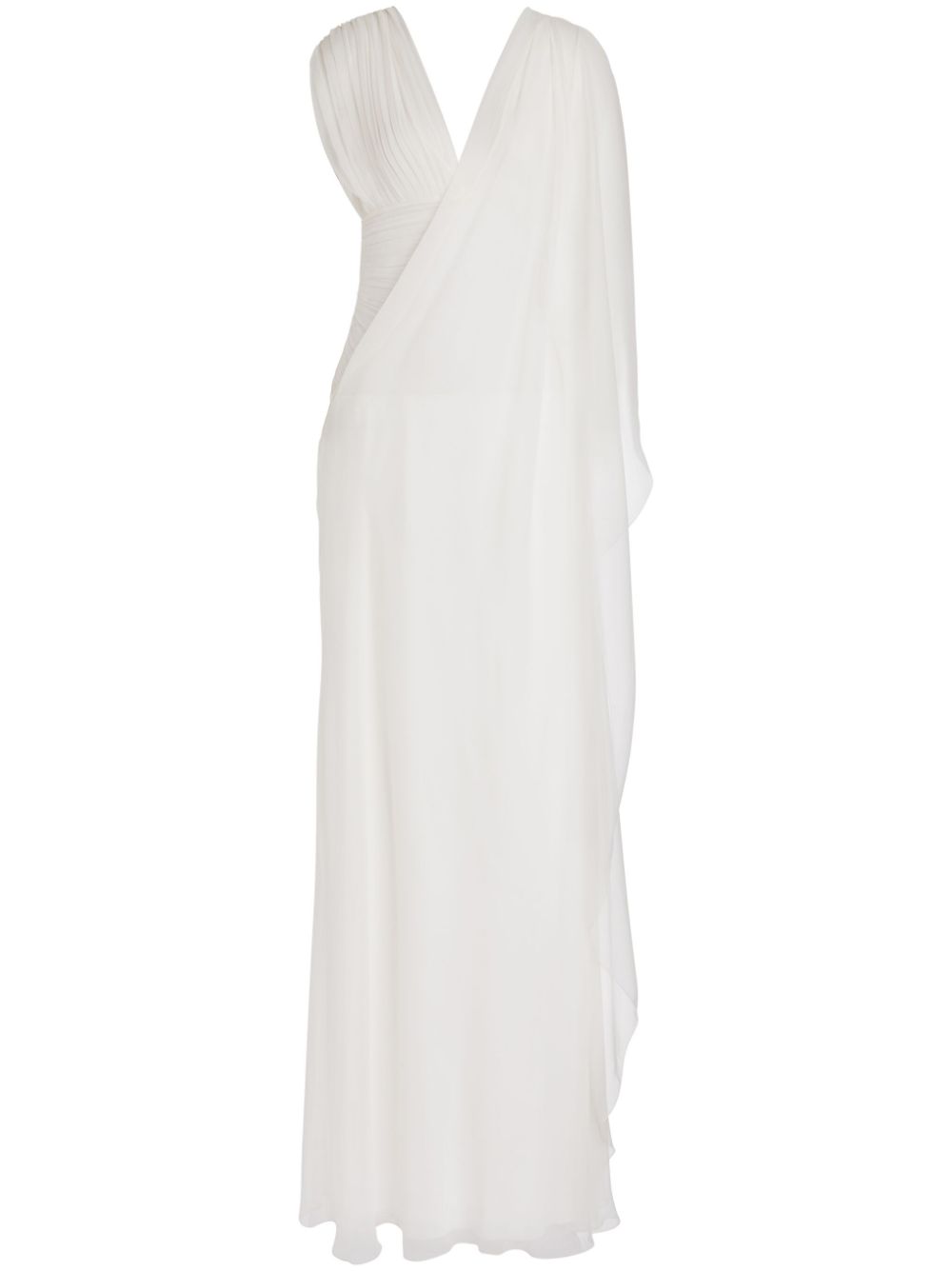 Alberta Ferretti ruched single-sleeve silk dress - White von Alberta Ferretti